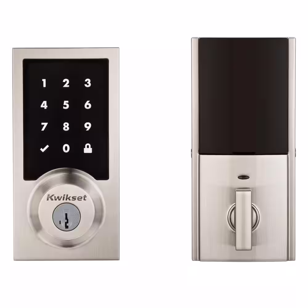 Kwikset SmartCode 916 Zigbee 3.0 Contemporary Touchscreen Satin Nickel Single Cylinder Keypad Electronic Deadbolt w/SmartKey