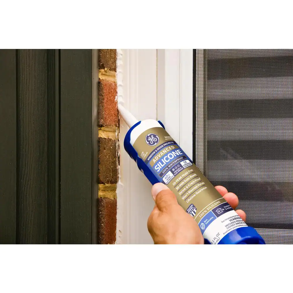 GE Advanced Silicone 2 10.1 oz. White Exterior/Interior Window and Door Sealant