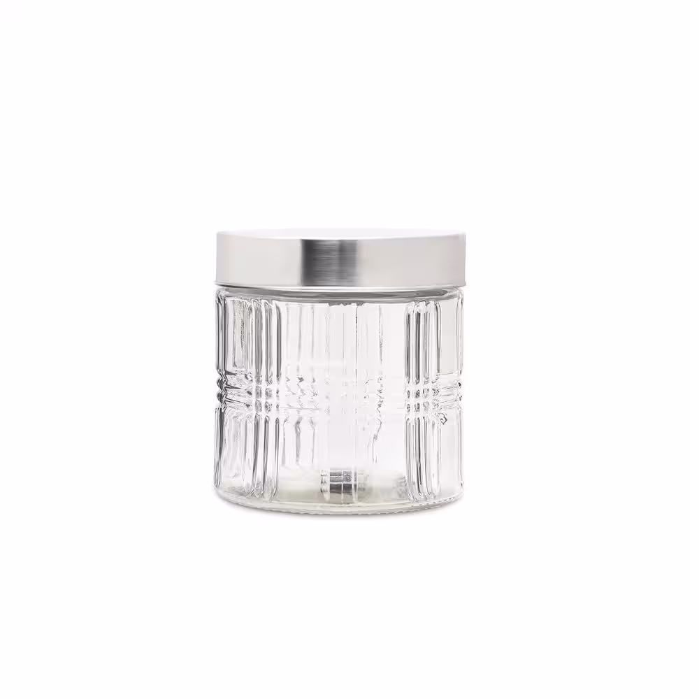 Style Setter 3-Piece Portland Round Glass Canister Set with Metal Lids, Clear