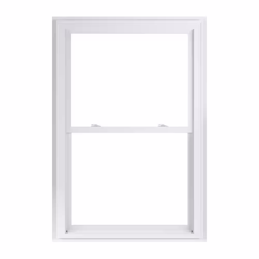 American Craftsman 37.75 in. x 56.75 in. 70 Series Low-E Argon Glass Double Hung White Vinyl Fin with J Window, Screen Incl