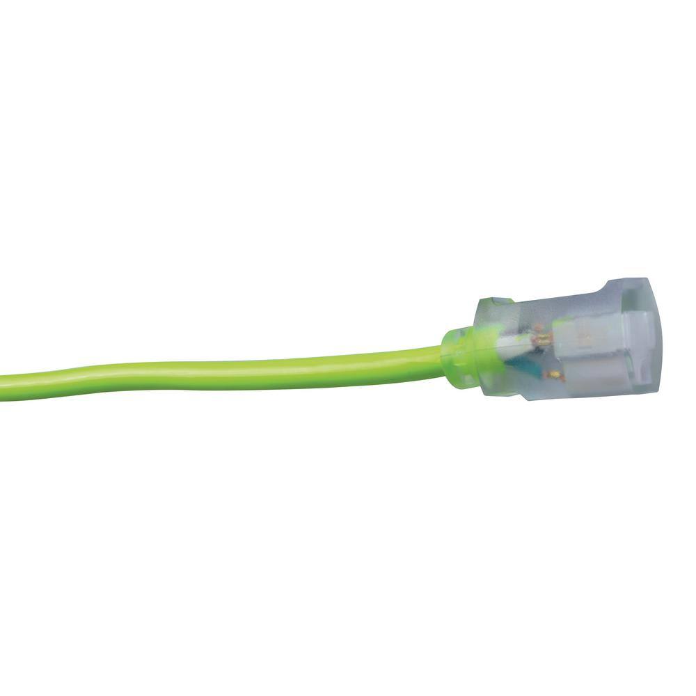 Southwire 100 ft. 12/3 SJTW Hi-Visibility Outdoor Heavy-Duty Extension Cord with Power Light Plug