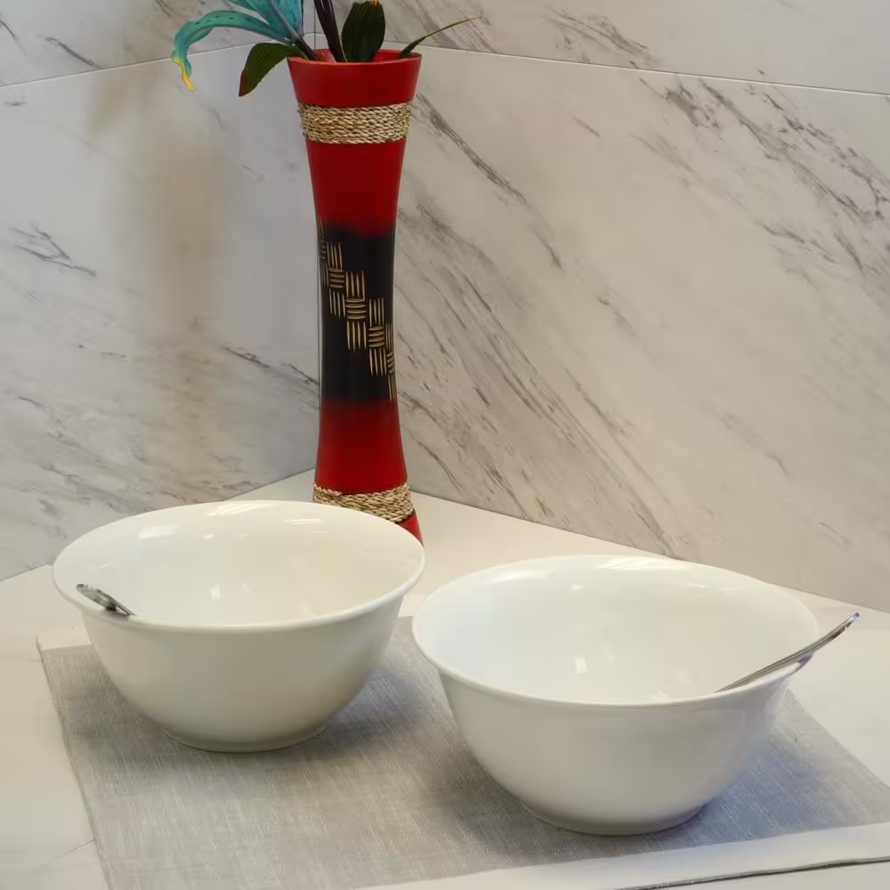 GIBSON HOME 7 in. x 3.25 in. White Bistro Bowl (Set of 2)