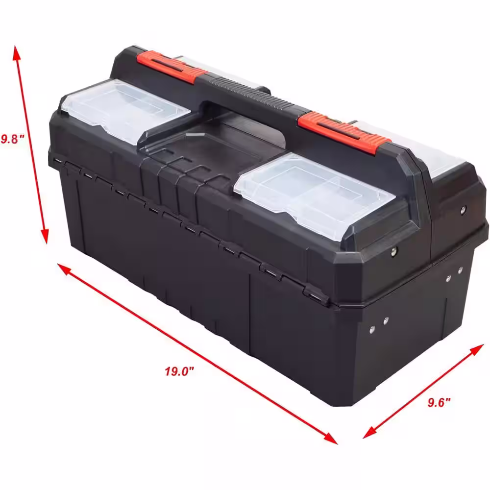 ROAD DAWG 19 in. Plastic Foldable Portable Tool Box with Storage Dividers