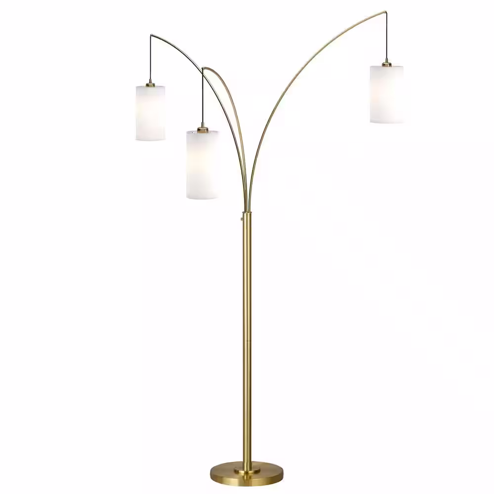 Meyer&Cross Aspen 83 in. Brass Floor Lamp with Fabric Shade