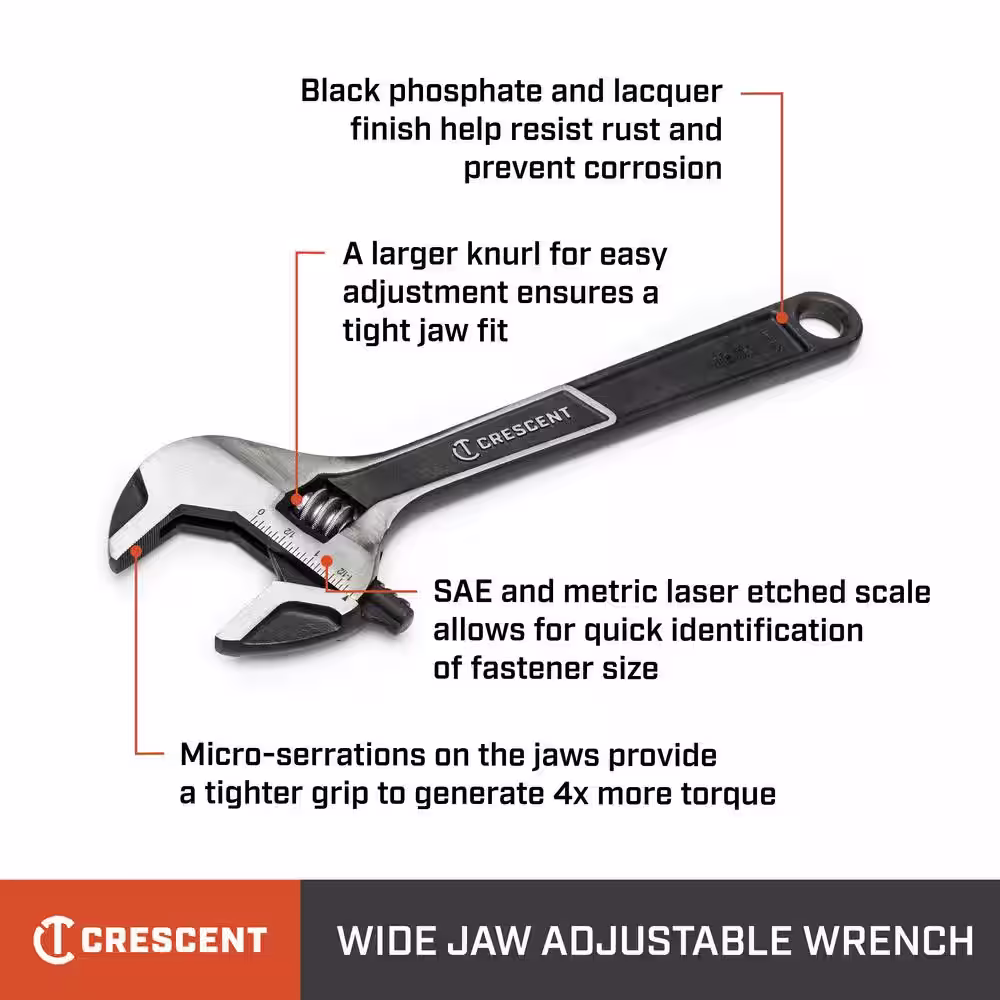 Crescent 6 in. and 10 in. Wide Jaw Adjustable Wrench Set (2-Piece)
