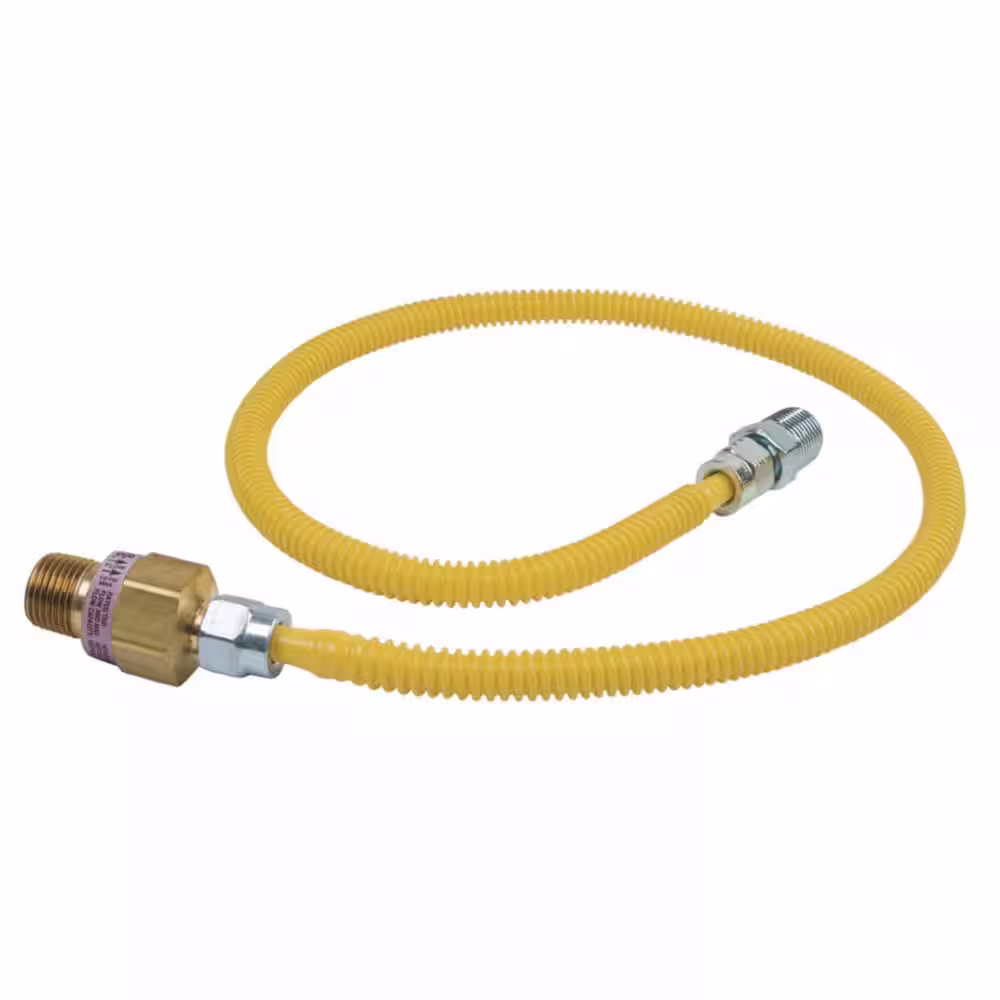 BrassCraft 1/2 in. MIP x 1/2 in. MIP x 48 in. Gas Connector (3/8 in. O.D.) with Safety+Plus2 Thermal Excess Flow Valve (28,300 BTU)