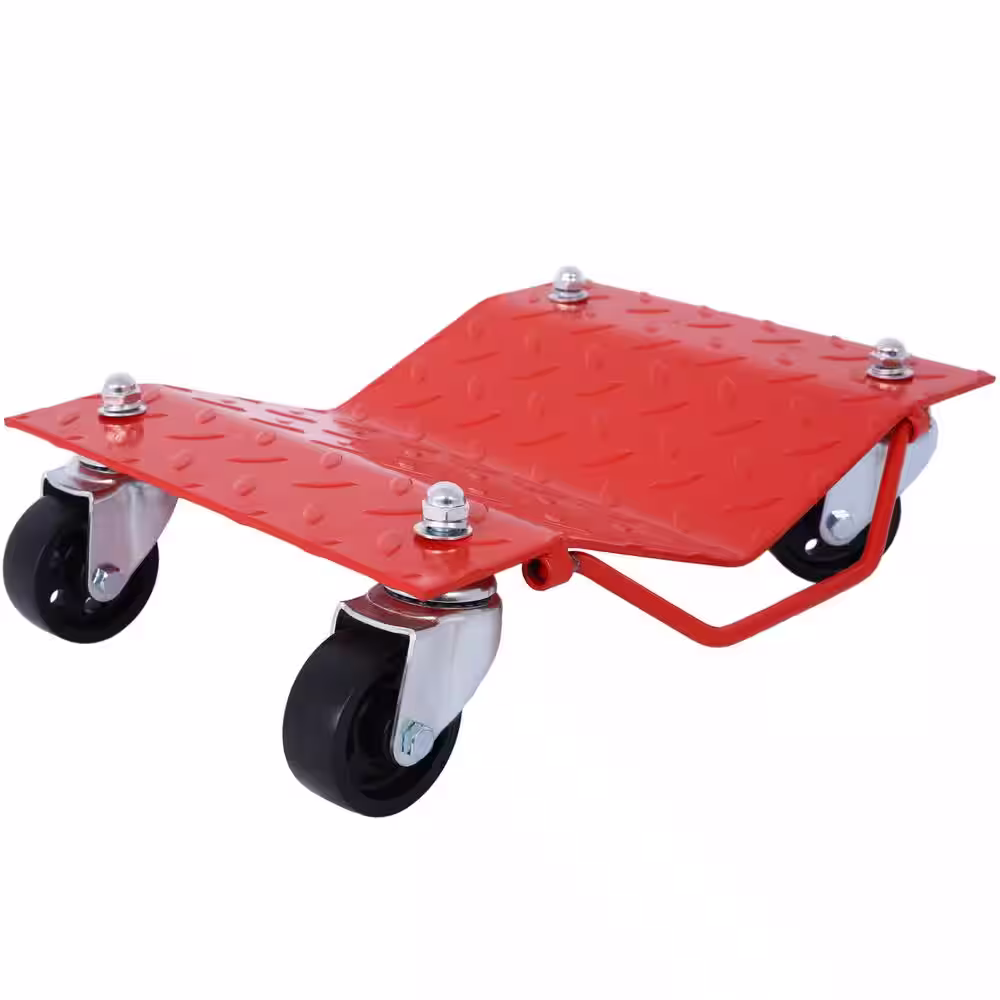 None 6000 lbs. Capacity Car Dolly, Heavy Duty 4 Tire Wheel Dolly, RED