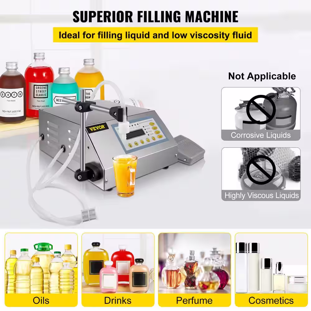 None GFK160 Digital Liquid Filling Machine 2 to 3500 ml Automatic Bottle Filler Protective Film LCD Screen for Liquid Oil