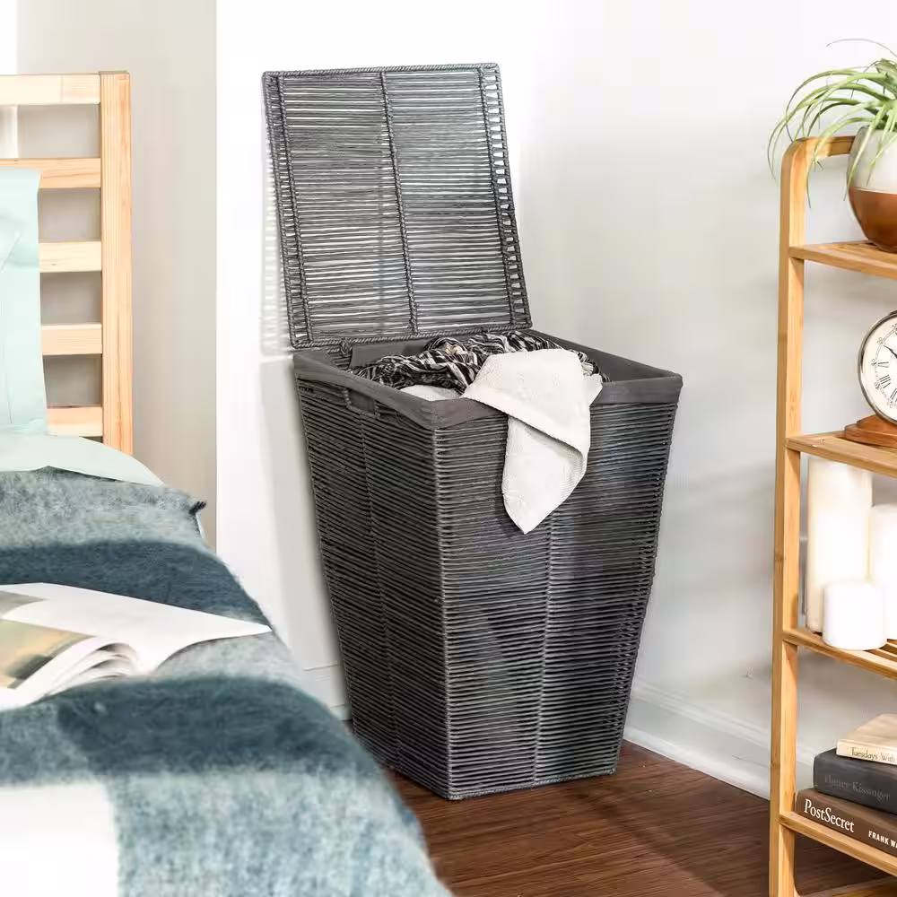 Honey-Can-Do Coastal Collection Grey Rolled Paper Laundry Hamper