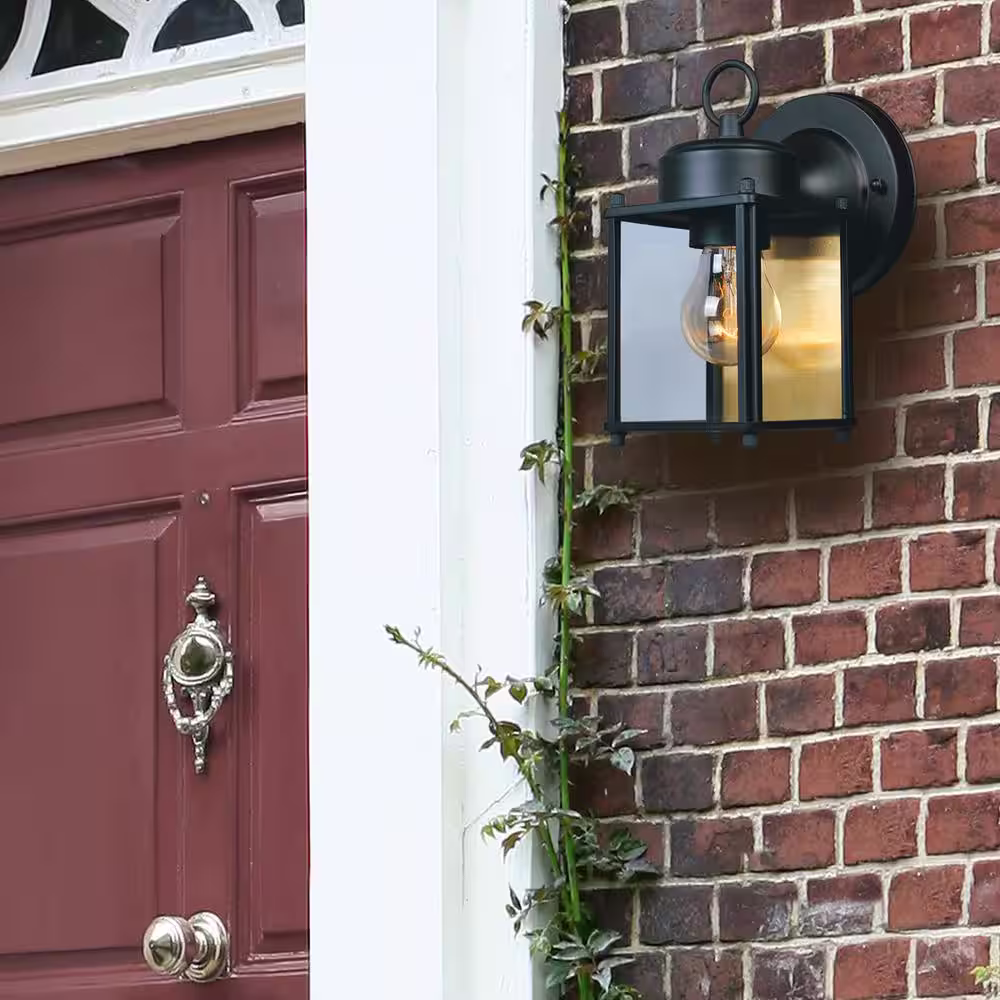 Designers Fountain Preston 8 in. Black 1-Light Outdoor Line Voltage Porch Lamp with No Bulb Included