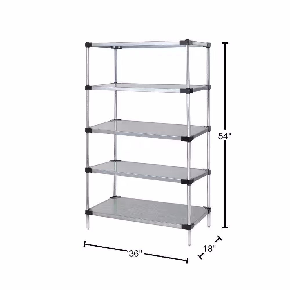 QUANTUM STORAGE SYSTEMS Chrome 4-Tier Chrome Wire Shelving Unit (36 in. W x 54 in. H x 18 in. D)
