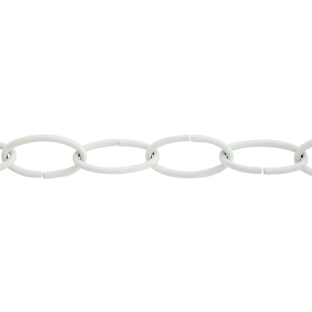 KingChain 50 ft. White Open Oval Decorative Chain Reeled