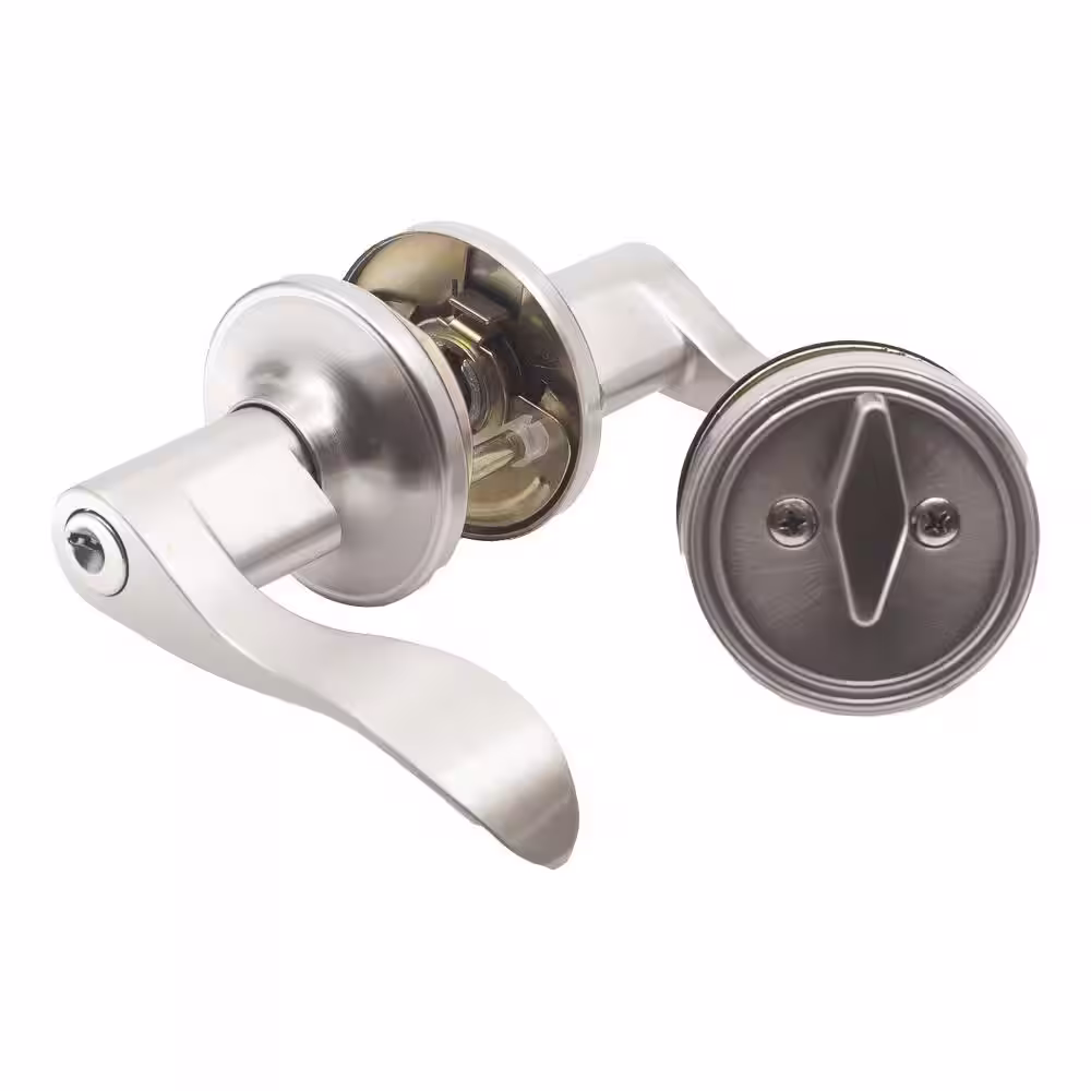 DELANEY HARDWARE 5-Bennett Satin Nickel Entry Door Handles and 5-Satin Nickel Single Cylinder Deadbolt All Keyed Alike