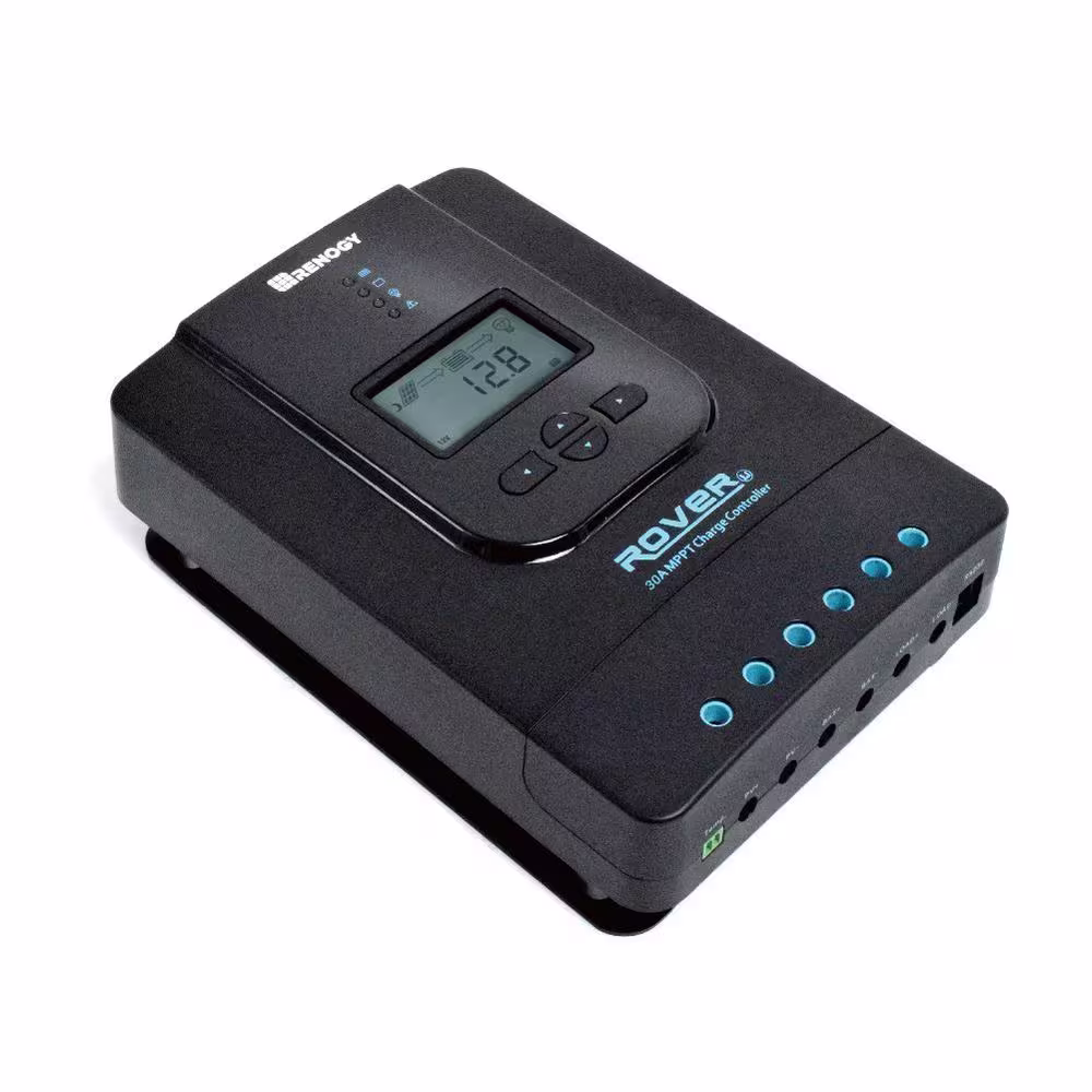 Renogy Rover 30 Amp 12V/24V DC Input MPPT Solar Charge Controller Auto Parameter Adjustable LCD Display