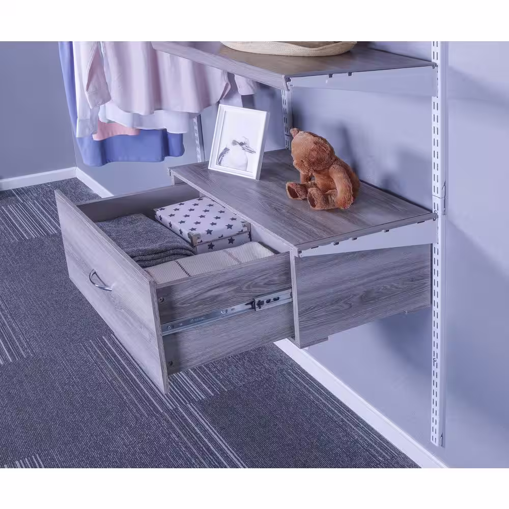 Everbilt Genevieve Gray Adjustable Closet Organizer Large Drawer Kit