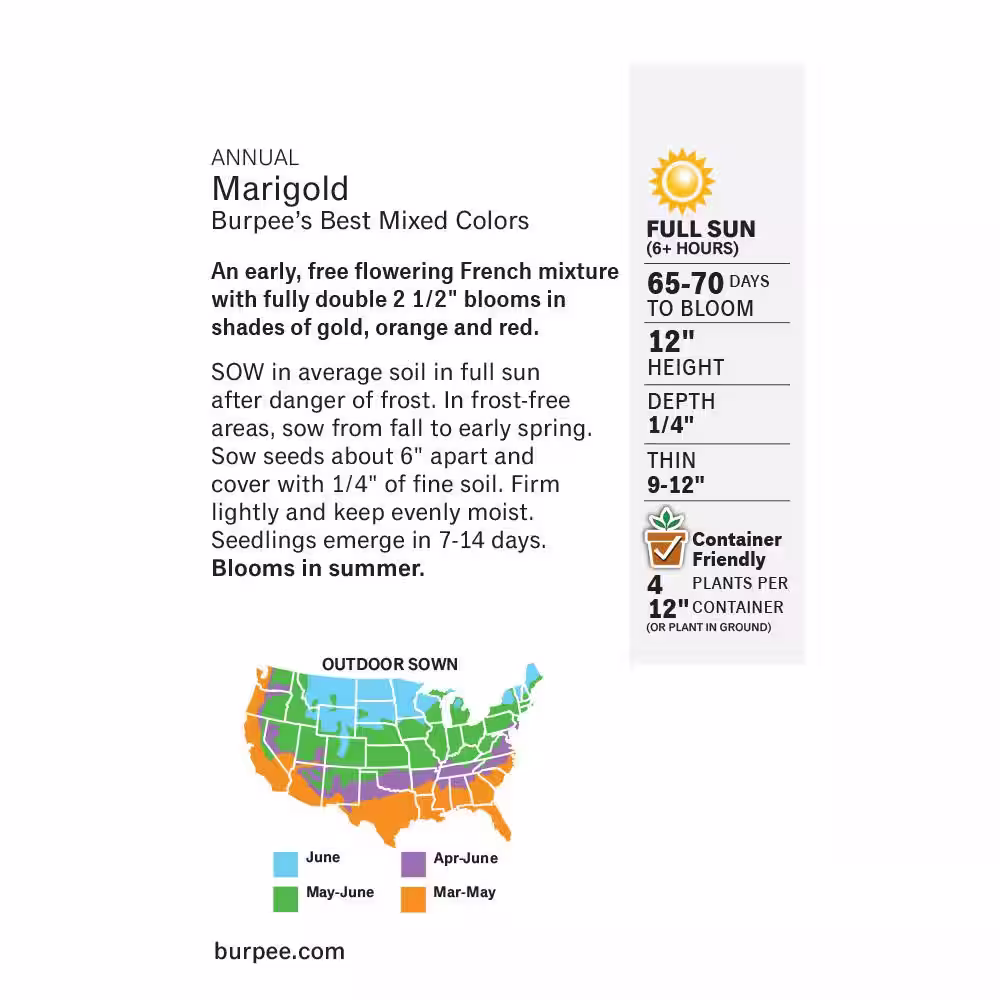 Burpee Marigold French Best Mix Seed