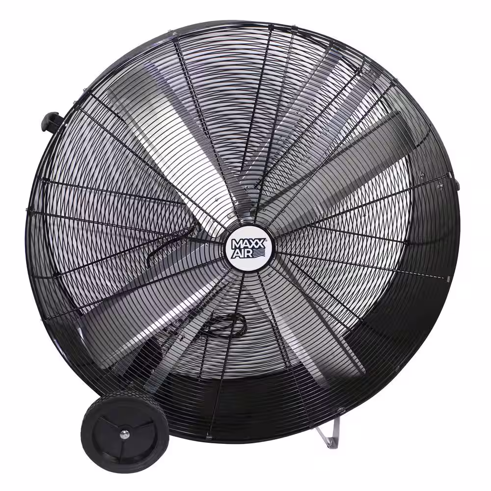 Maxx Air Pro FLEX 48 In. 2-Speed Belt Drive Drum Fan in Black with Poly Housing