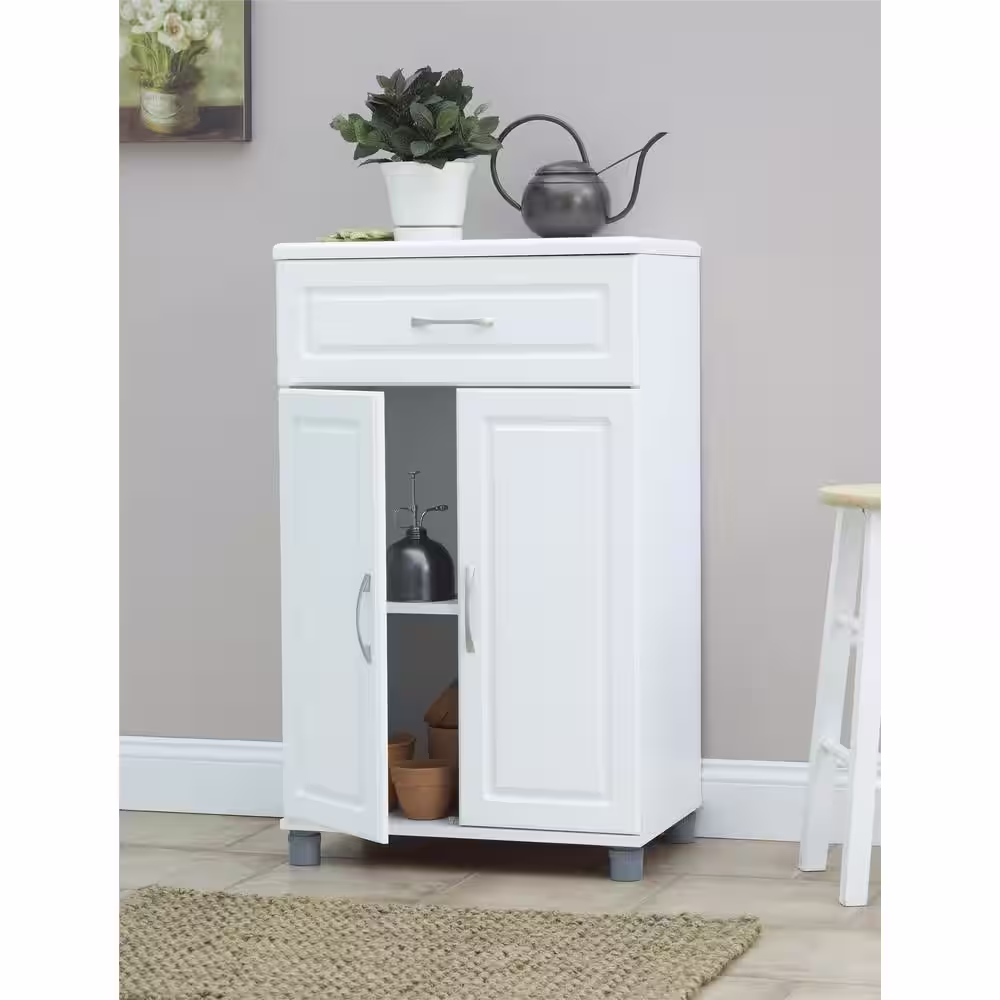 SystemBuild Trailwinds Wood Freestanding Garage Cabinet in White (23 in. W x 38 in. H x 15 in. D)