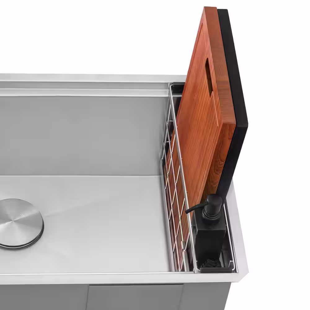 Ruvati 5-Pieces Workstation Organizer and Caddy with Soap Dispenser and Knife Block Sink Accessory Set