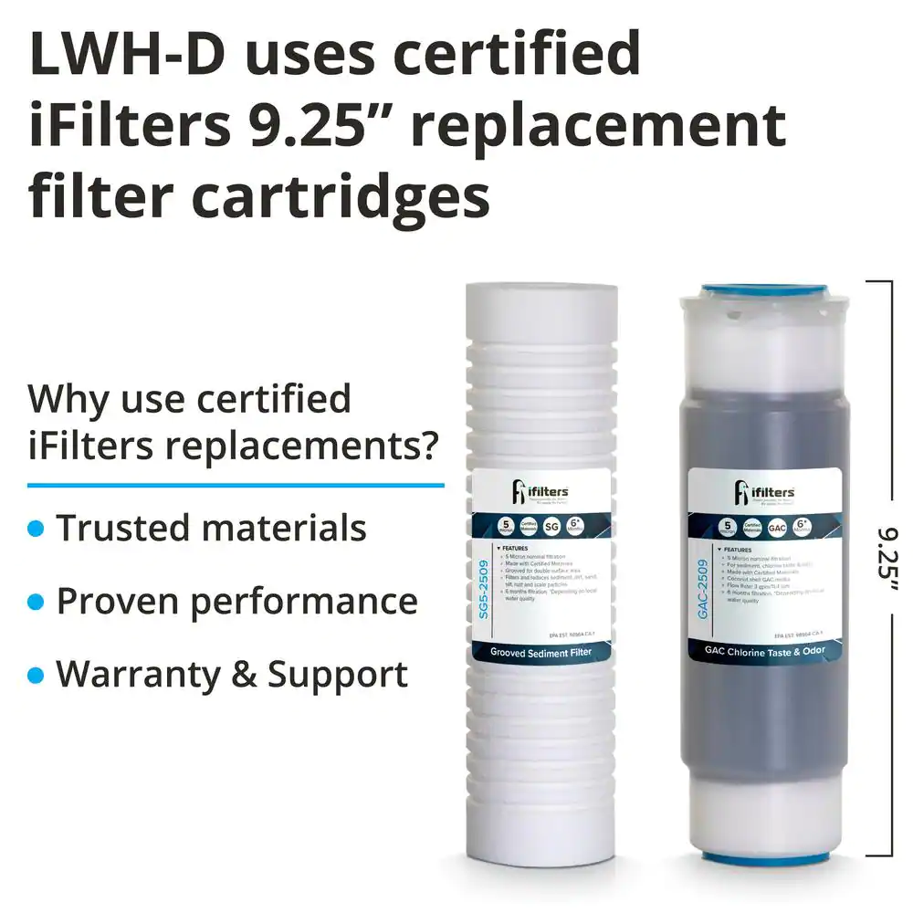 None Whole House 2 Stage Water Filtration System with Extra Filter Set Sediment Rust Chlorine Taste Odor