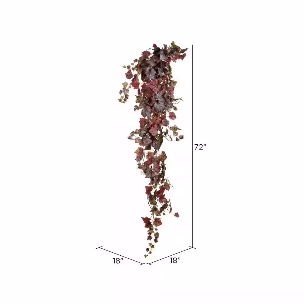 Vickerman 6 ft. Burgundy Artificial Grape Leaf Ivy Hanging Baskets