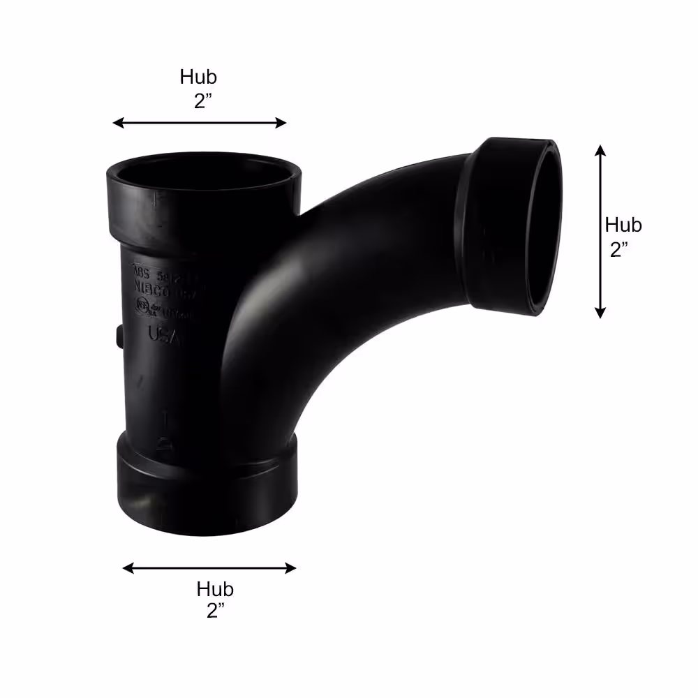 NIBCO 2 in. ABS DWV All Hub Long-Radius Sanitary Tee