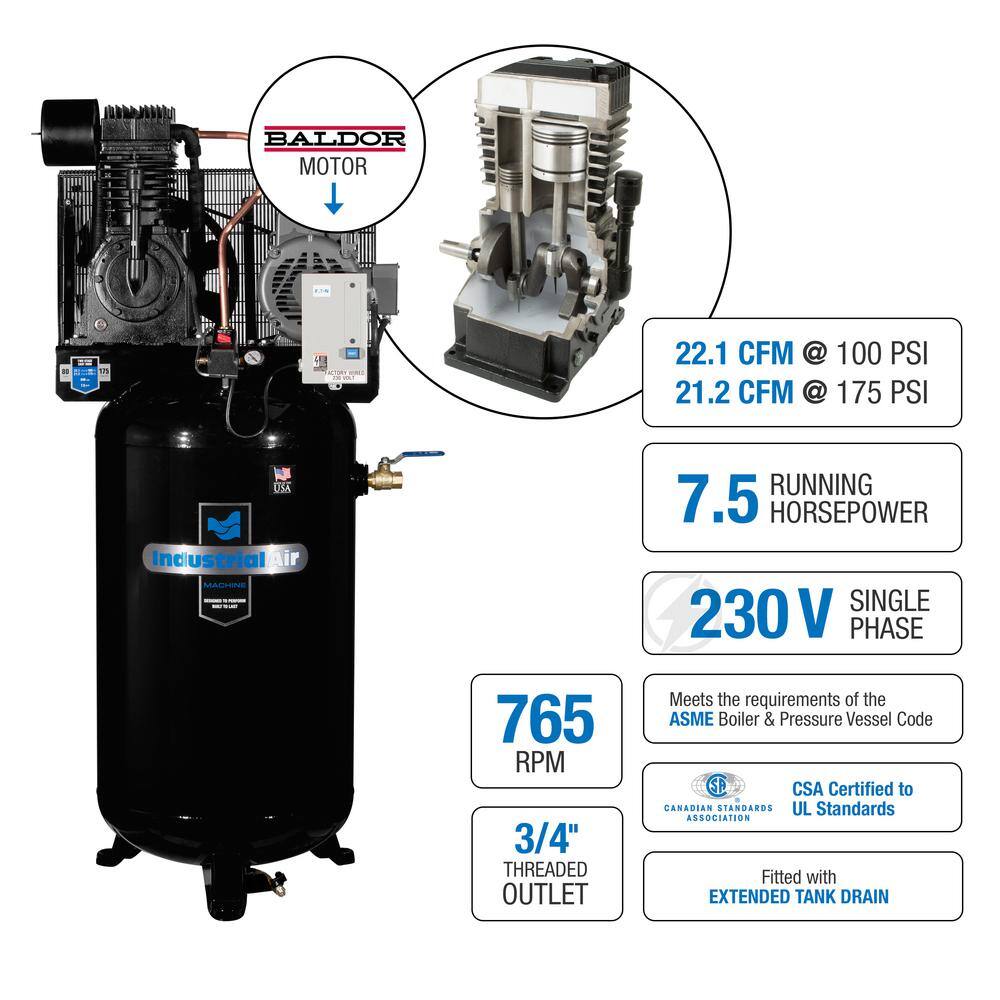 Industrial Air 80 Gal. Vertical Stationary Electric Air Compressor