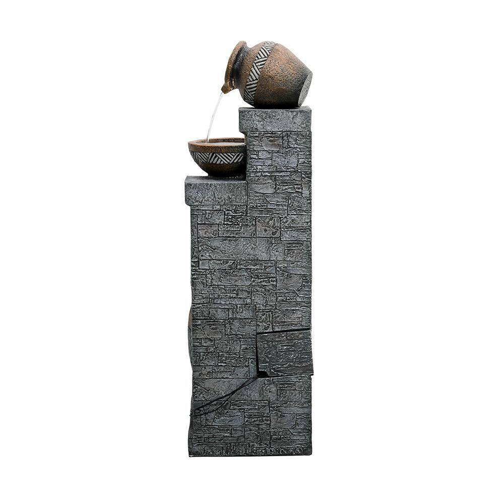None 5-Tiers Indoor/Outdoor Garden Water Fountain - 42.5 in. Modern Floor-Standing Cascading Water Feature