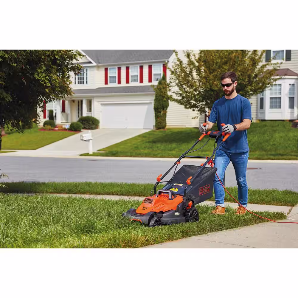 BLACK+DECKER 15 in. 10 AMP Corded Electric Walk Behind Push Lawn Mower