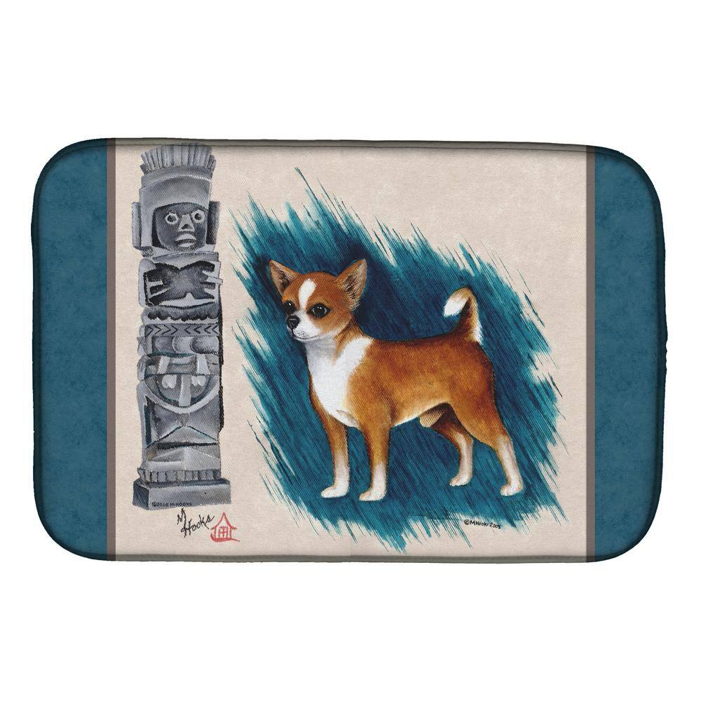 Caroline's Treasures 14 in. x 21 in. Multicolor Chihuahua Totem Dish Drying Mat