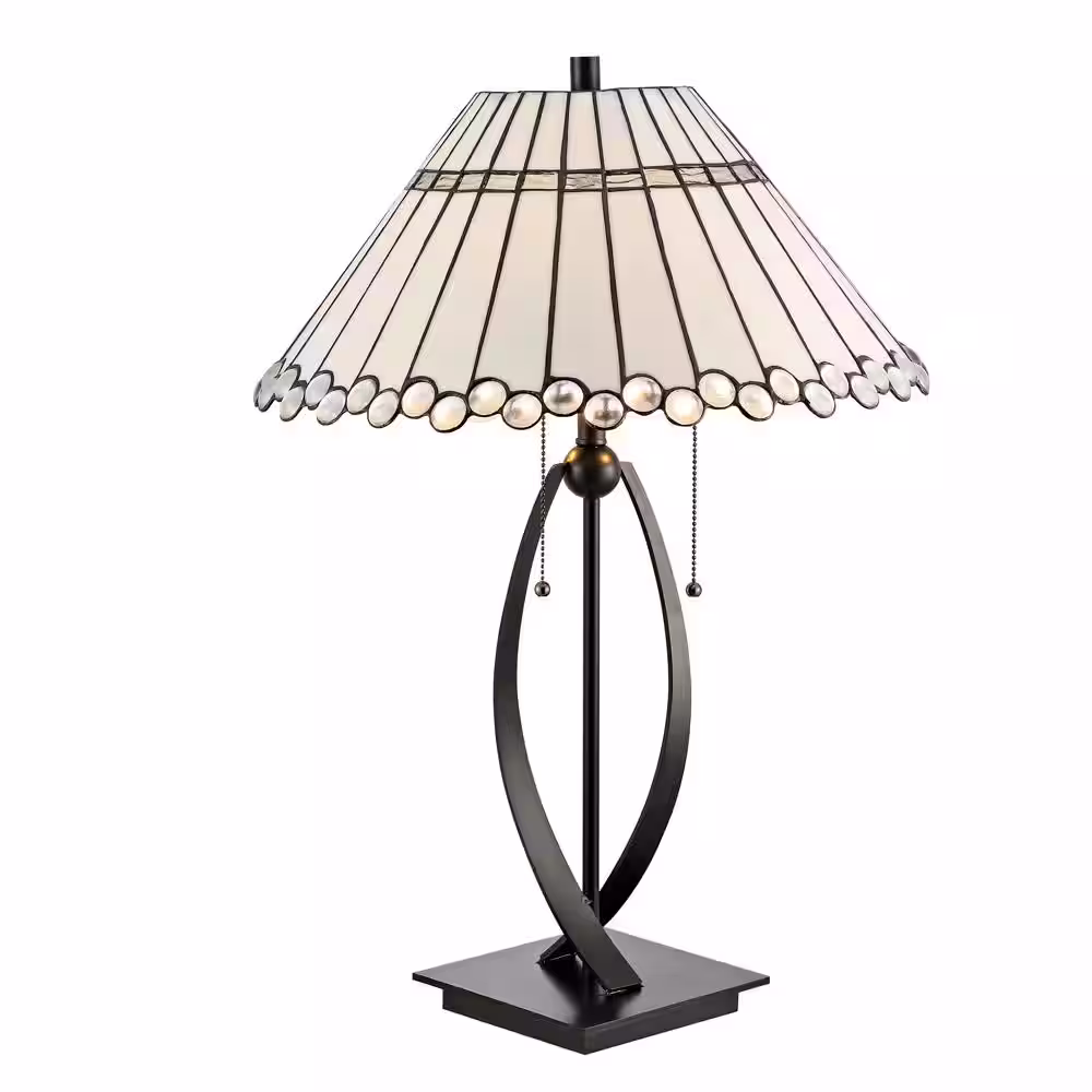 Dale Tiffany Cordelia 26 in. Bronze Table Lamp with Hand Rolled Art Glass Shade