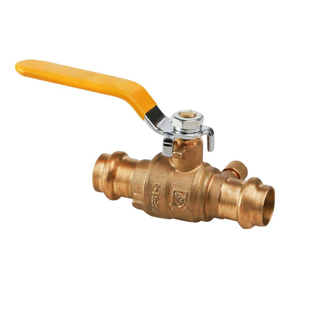The Plumber's Choice 3/4 in. Press Brass Ball Valve with Drain (Pack of 5)