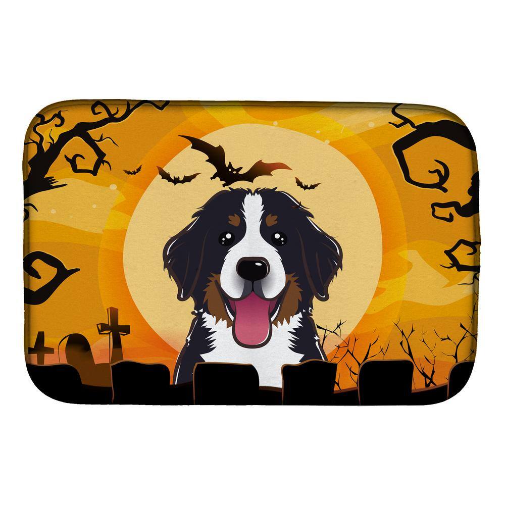 Caroline's Treasures 14 in. x 21 in. Multicolor Halloween Bernese Mountain Dog Dish Drying Mat