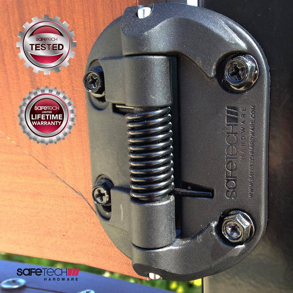 Safetech Hardware 4 in. Black Self-Closing Gate Hinges (2-Pack)