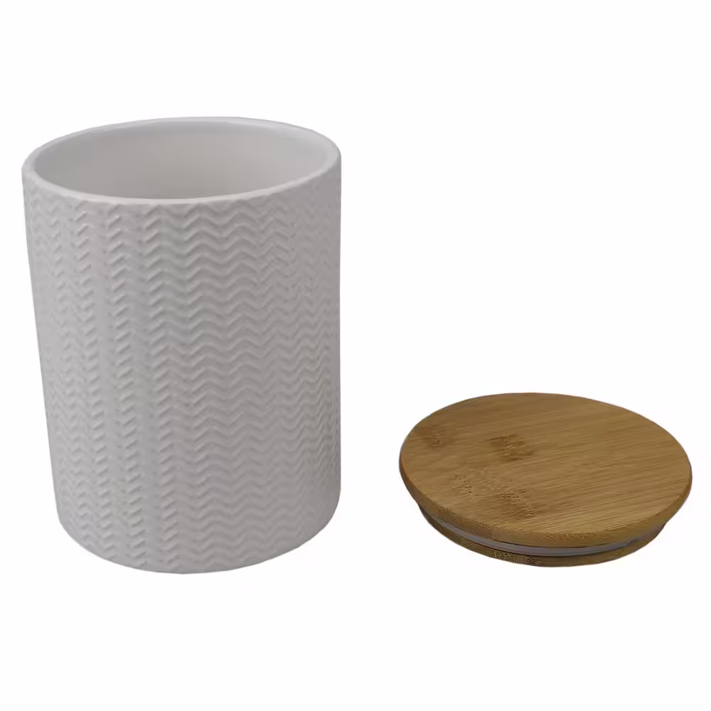 Home Basics Wave White Medium Ceramic Canister