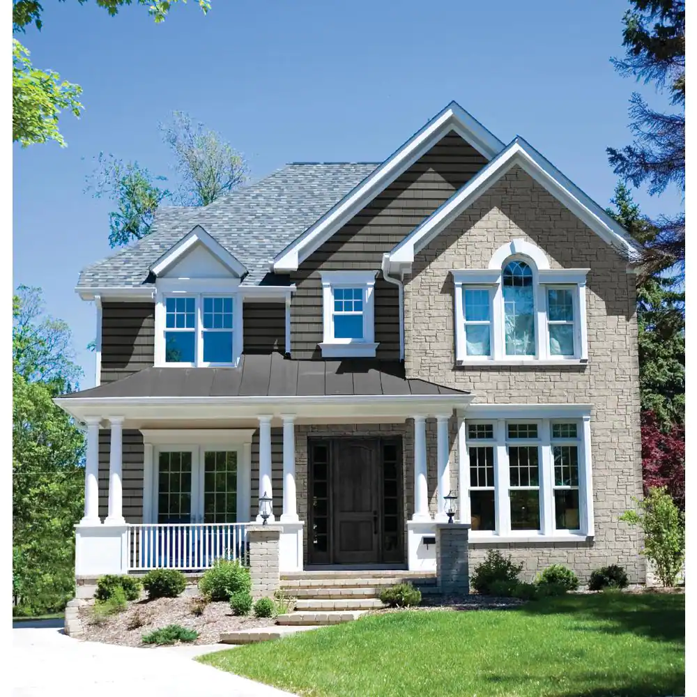 Novik Stacked Stone 45 in. x 20-1/4 in. Polymer Smoke Gray Vinyl Siding (10-Pack)
