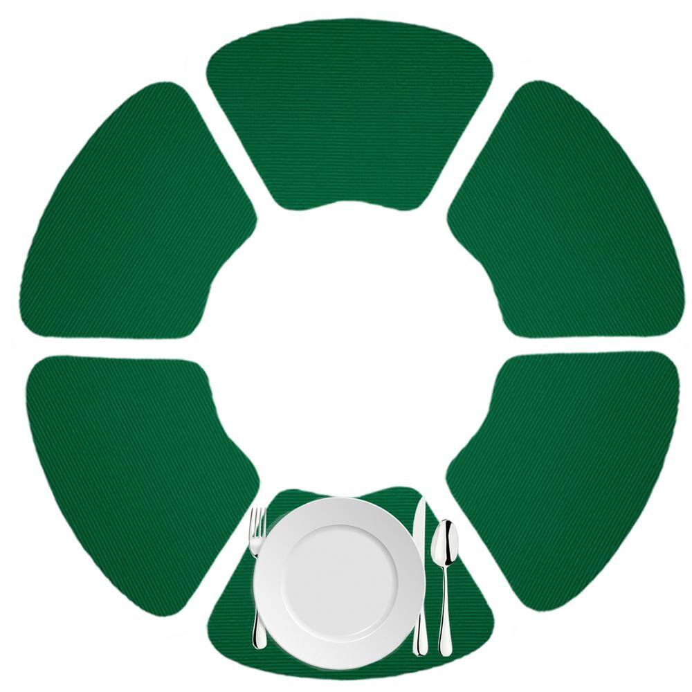 Kraftware Fishnet 19 in. x 13 in. Hunter Green PVC Covered Jute Wedge Placemat (Set of 6)