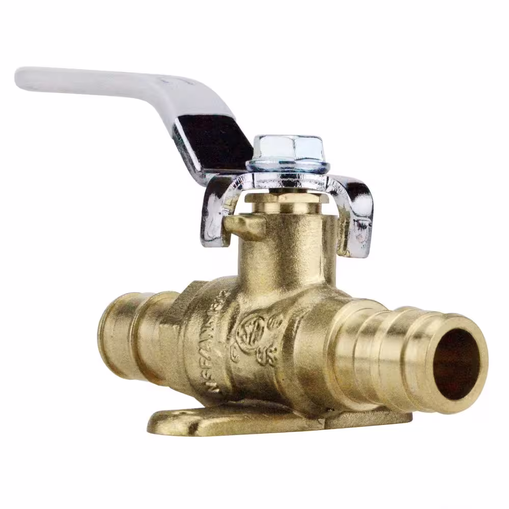 Apollo 1/2 in. Brass PEX-A Barb Ball Valve with Drain and Mounting Pad