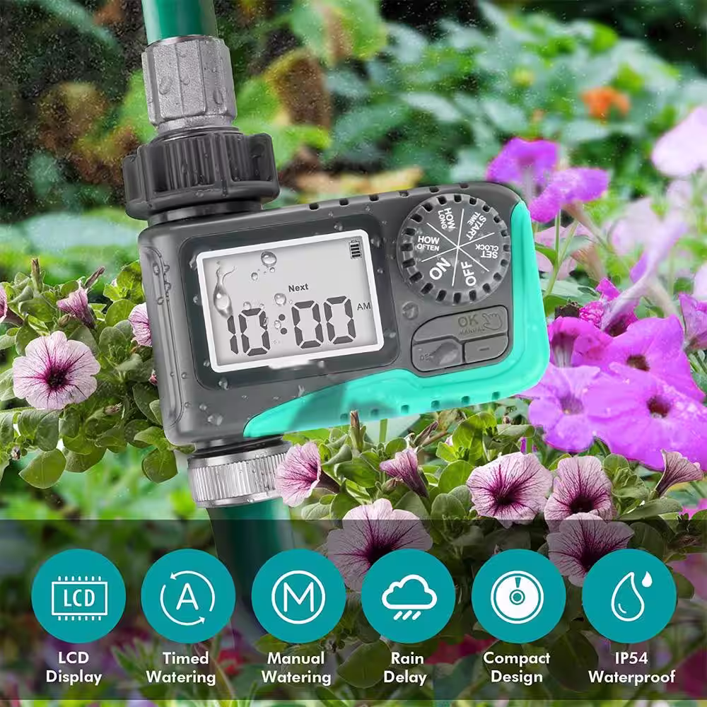 None Sprinkler Timer, Programmable Water Timer for Garden Hose, Outdoor Faucet, Drip Irrigation and Lawn Watering System