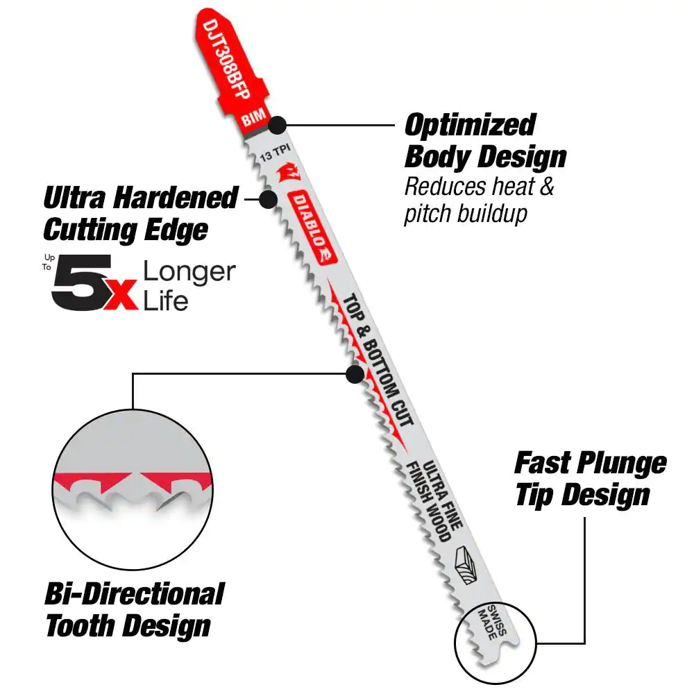 DIABLO 4-5/8 in. x 13 TPI Ultra Fine Finish Bi-Metal Jigsaw Blade (5-Pack)