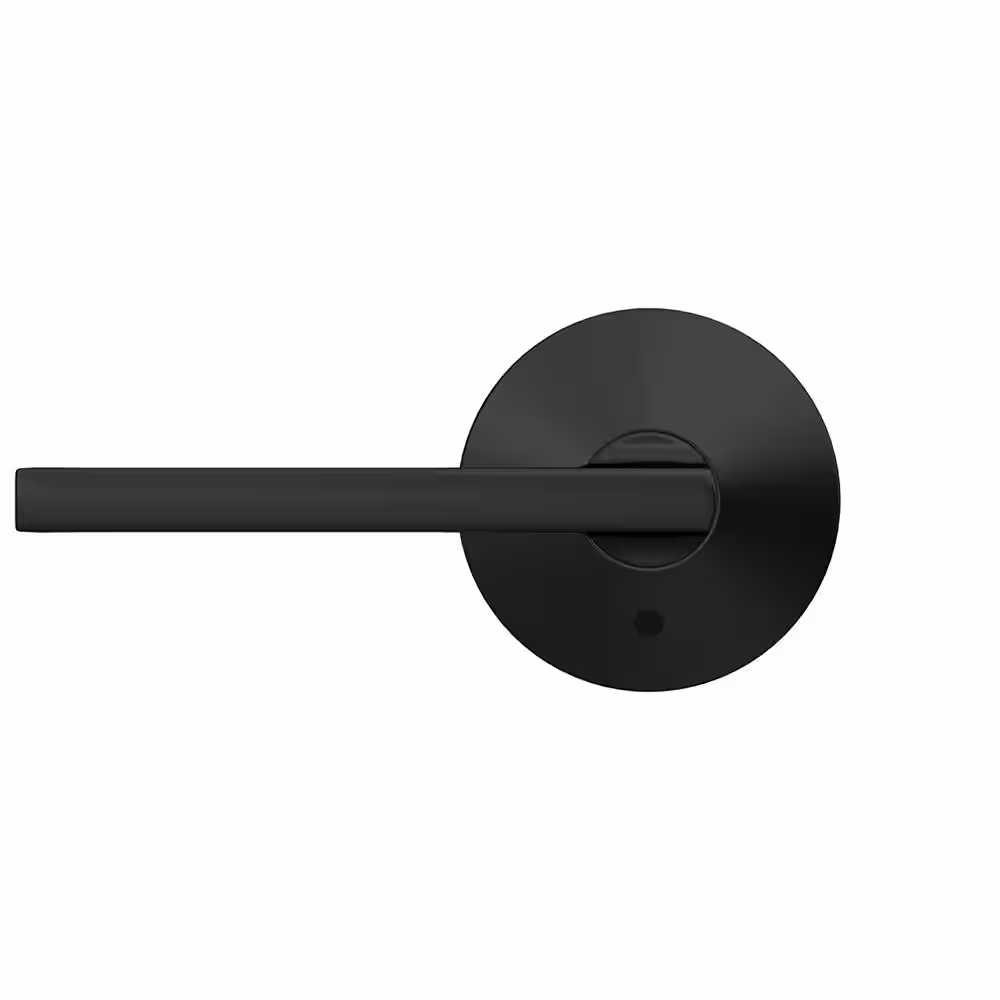 Schlage Custom Latitude Matte Black Combined Interior Door Handle with Kinsler Trim