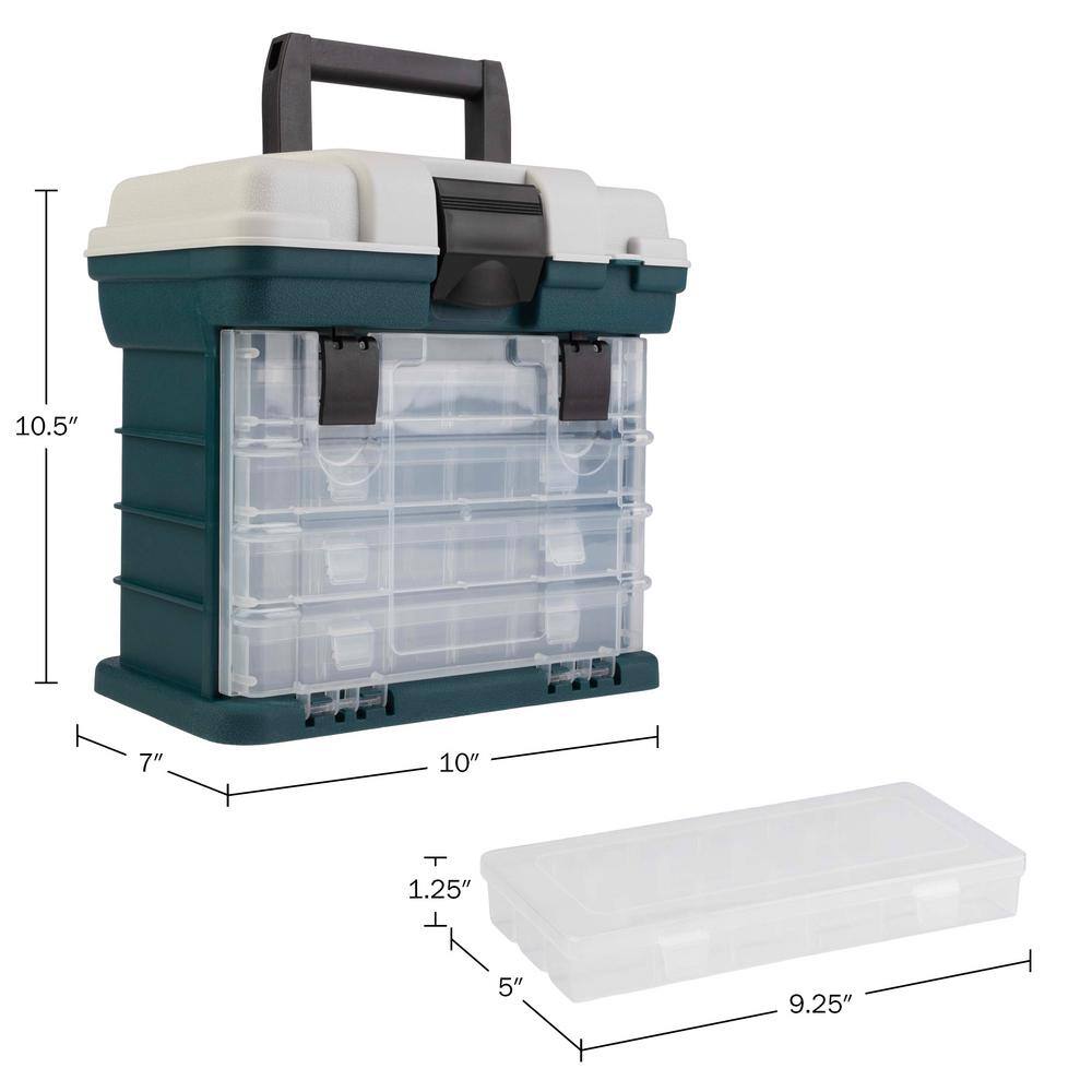 Stalwart 7 in. W - Gray Plastic Small Parts Organizer with 4 Drawers for Hardware or Craft Supplies - Portable Tool Box