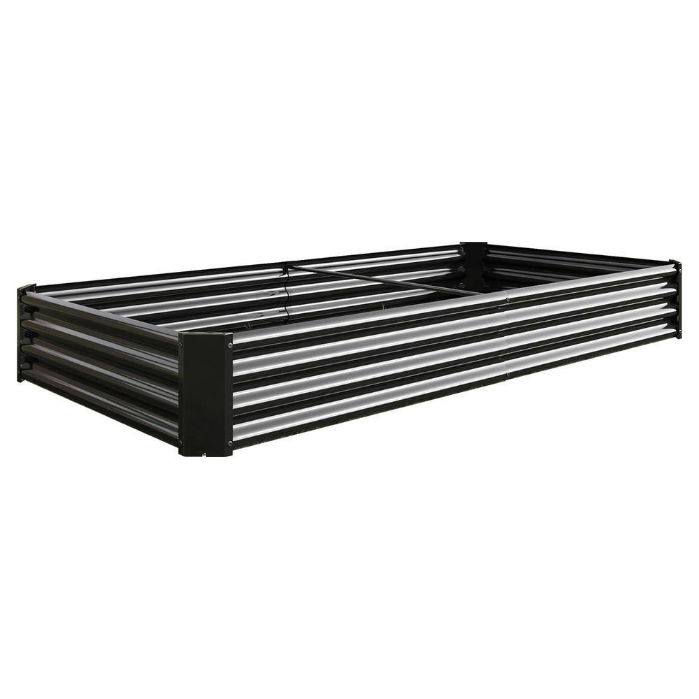 None Raised Garden Bed Kit 7.6 ft. x 3.7 ft. x 0.98 ft. Black Metal Raised Bed Garden  for Flower Planters, Vegetables Herb