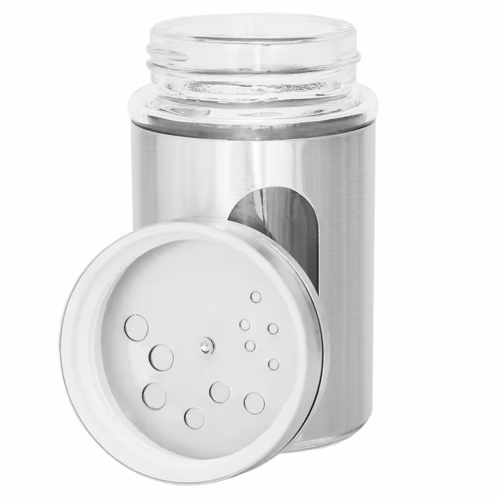 Home Basics 4 oz. Silver Stainless Steel Shaker with Glass Window