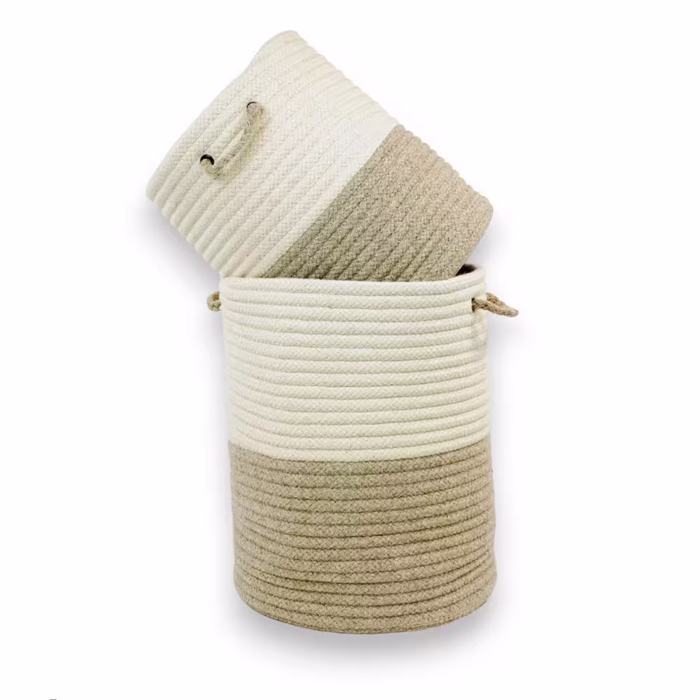 Colonial Mills All-Natural 2-Tone Beige Woven Hampers 17 in. x 17 in. x 22 in.