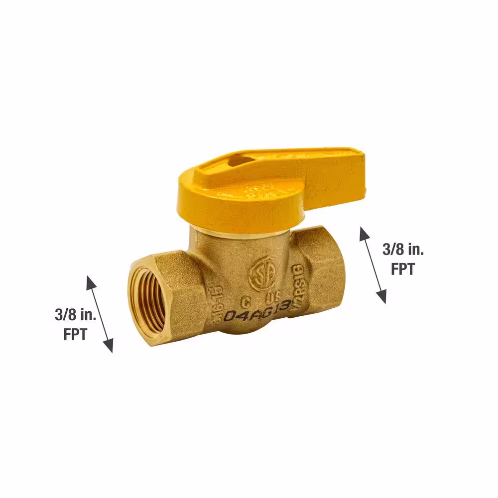 Everbilt 3/8 in. Brass Lever-Handle FPT 1-Piece Body Gas Ball Valve