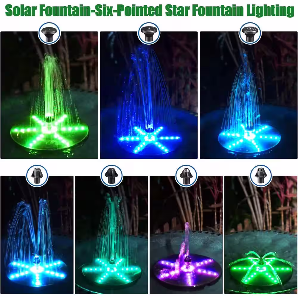 None 4-Watt Solar Fountain Bird Bath Fountains Upgraded 30LED Lights, Solar Powered Fountain Pump