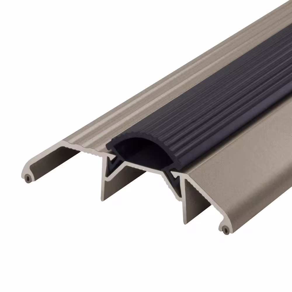 M-D Building Products 3-3/4 in. x 1-1/8 in. x 36 in. Satin Nickel Aluminum and Vinyl Heavy-Duty High-Profile Threshold