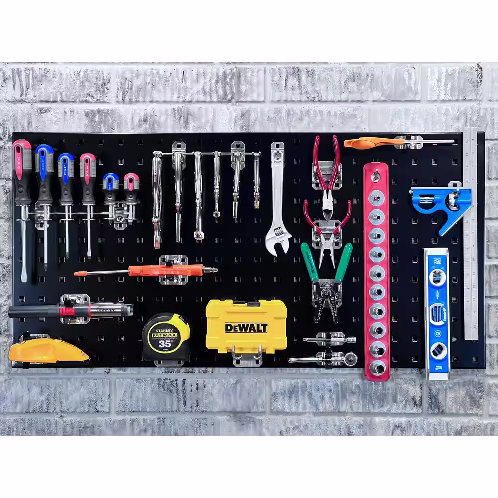 Triton Products 36 in. H x 18 in. W Black Pegboard Wall Organizer