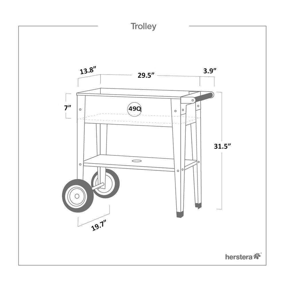 Herstera Garden Trolley 29.5 in. W x 13.7 in. D x 31.5 in. H Anthracite Galvanized Steel Raised Planter